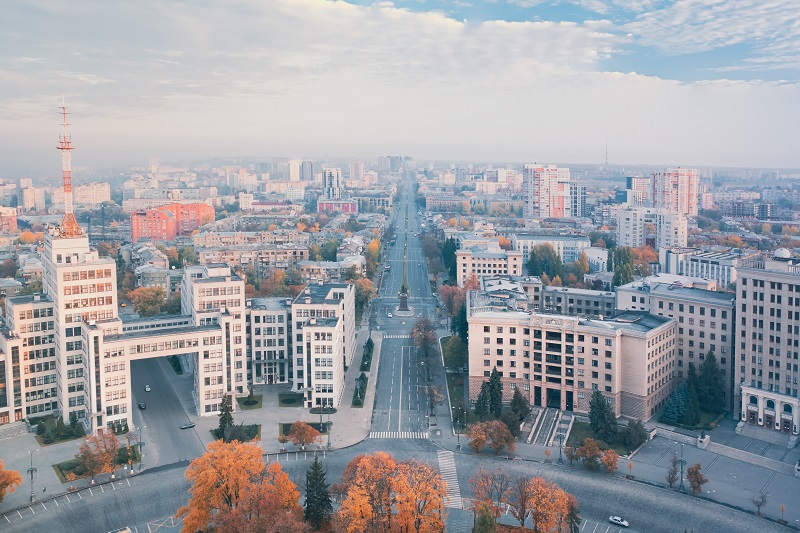 Widok na Charków w Ukrainie