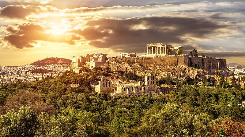 Widok na Akropol, z Atenami w tle